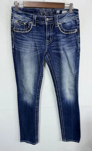 Miss Me Jeans MP7273T Mid Rise Straight Leg Women's 27 x 31 Inseam Western Y2K thumbnail 1