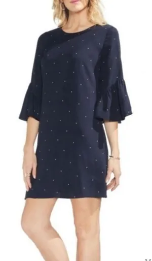 Vince camuto blue polka‎ dot dress with bell sleeves 12 thumbnail 1