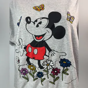 Disney Mickey Mouse XL Embroidered Tee Top in Heather Gray thumbnail 2