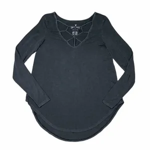 American Eagle Grey Strappy‎ Cutout Long Sleeve Blouse Top Size XS thumbnail 1