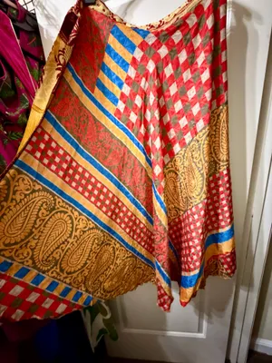 Indian Silk Reversible Wrap Skirt Yellow thumbnail 7
