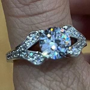 Size 9 S925 Sterling Silver Cz Diamond 1ct Ring New thumbnail 1