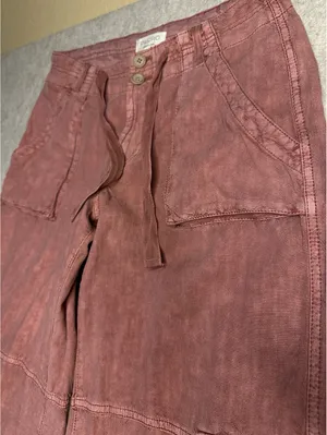 Anthro Pilcro Pink Beach Cargo Linen Blend Wide Leg Women’s 26 thumbnail 9