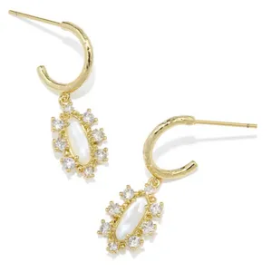 Kendra Scott - Emma Crystal Framed Huggie Earrings - White/Gold thumbnail 2
