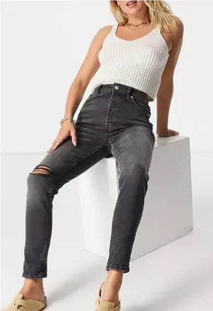 Free People We The Free Zuri Mom Jeans Washed Black Distressed Size 28 thumbnail 1