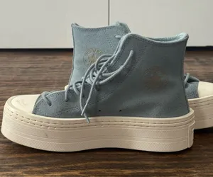 Converse Light Blue Suede Platform Sneakers thumbnail 2