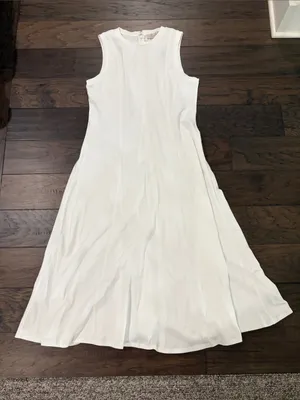 New With Tags Loft Petite Cotton Knit White Midi Dress Sz MP thumbnail 4