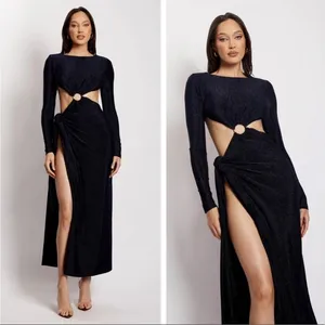 MESHKI Navy Christina Backless Wrap Dress‎ Size L NWT thumbnail 2