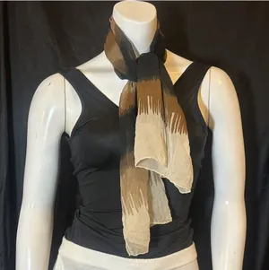 Vintage Lightweight Brown and Black Striped Scarf thumbnail 1