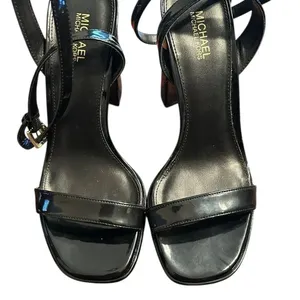 Michael Kors Black Patent Leather Strappy Block Heel Sandals (Size 5.5M) thumbnail 5