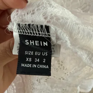 SHEIN Ruffle Trim Belle Sleeve Tie Front Lace Crop Top thumbnail 4