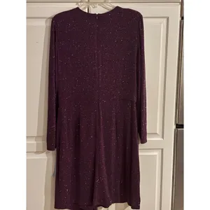 London Times Womens Plum Purple Metallic Shimmer Side Drape Cocktail Dress 16 thumbnail 5