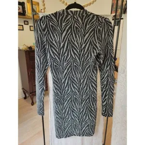 RTR sz 8 all saints Amaya silver black zebra print dress metallic fitted bodycon thumbnail 6