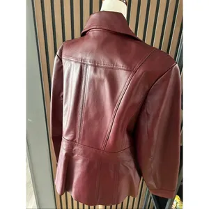 East 5th red leather jacket size xl petite stylish moto style real leather thumbnail 5