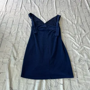 Venus Lingerie Mini Slip Dress Deep Navy Blue V-Neck M 90s Y2K Spaghetti Strap thumbnail 8
