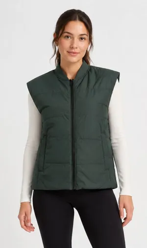 Zara Dark Green Puffer Vest Full Zip Women’s Small thumbnail 1