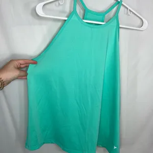 EUC Old Navy active women’s turquoise high neck ribbed‎ loose relaxed top medium thumbnail 2