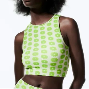 Zara Flower Power Cropped Ribbed Tank thumbnail 1