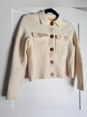 Sézane EUC Betty Merino Wool Cardigan Jacket Ecru Extra Small XS thumbnail 5