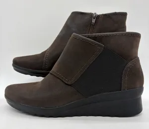 Clarks Cloudsteppers Womens 7.5 Caddell Rush Ankle Bootie Dark Brown Side Zip thumbnail 1