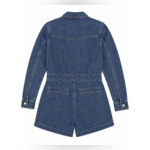 Universal Thread Women’s Denim Utility Romper Long Sleeve Button Front Blue thumbnail 3