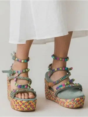 Alma en Pena Colorful Strappy Platform Sandals festival thumbnail 14