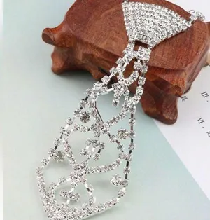 Silver & rhinestone necktie Necklace. With gift box thumbnail 1