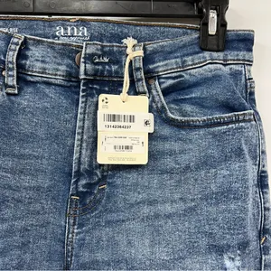 NWT a.n.a size 10p high rise straight Blue denim Jeans Distressed raw hem thumbnail 3