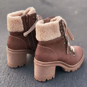 Coganic Sherpa lace Up Lug Sole Boot Brown Size 6 thumbnail 3