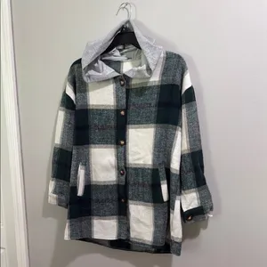 Fall Flannel Plaid Hooded Jacket with Hood thumbnail 3
