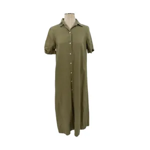 Aritzia Wilfred Eleta Organic Linen Button Front Maxi Dress Green Size Small thumbnail 3