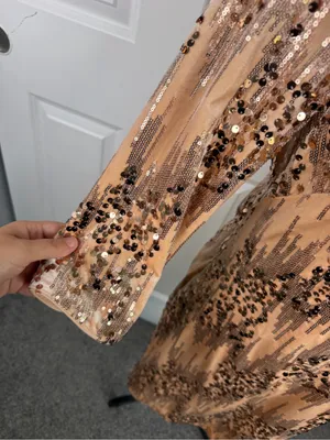 Eliza J Size 12 Rose Gold Sequin 3/4 Sleeve Cocktail Party Dress NWOT thumbnail 6