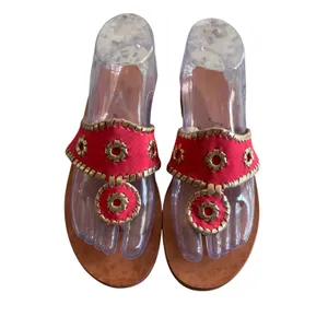 Jack Rogers Jacks Flat Sandal Large Pink Gold Preppy Coastal Rondelle Whipstitch thumbnail 2