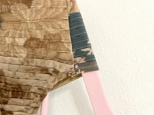 ASOS DESIGN Curve Pleat Detail Midi Dress Patchwork Print Belt Detail 18 thumbnail 9