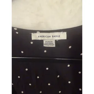 American Eagle‎ Wrap Dress Womens Medium Black Polka Dot Long Sleeve Ruffle Mini thumbnail 2