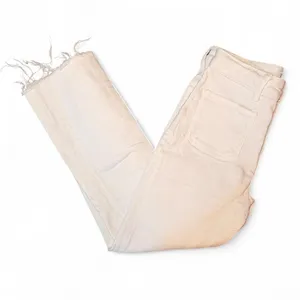 Zara Women’s Size 2 White Cropped Straight Leg Jeans Raw Hem High Rise Denim thumbnail 5