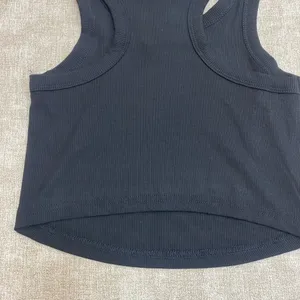 Alo Black Ribbed Racerback Cropped Sports Tank thumbnail 4