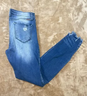 KanCan Medium Blue Distressed Raw Hem Skinny Jeans thumbnail 1