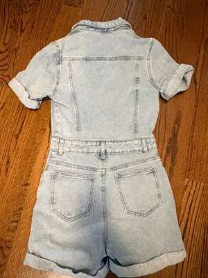 SheIn Light Wash Denim Short Romper thumbnail 2