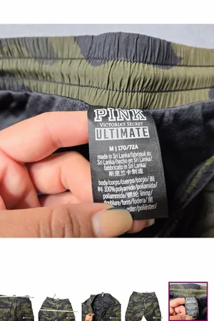 Pink by Victoria's Secret Camo Green Cargo Jogger Pants thumbnail 9
