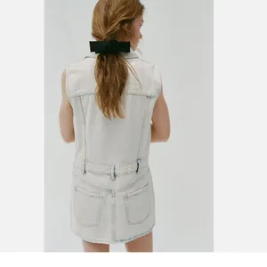 NWT ZARA LIGHT BLUE TRF MINI DENIM DRESS With Attached Skirt Bloggers Fave Medi thumbnail 4