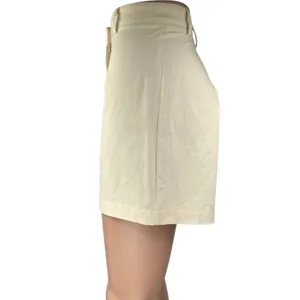 Commense Women's Cream Pleated High Waisted Wide Leg Mini Casual Shorts Size S thumbnail 2