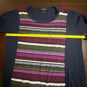 J.Crew Women's Crewneck Sweater L Wool Rabbit Hair Blend Striped Front Panel thumbnail 6