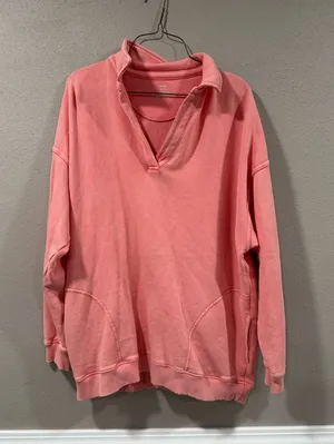 Aerie Happy Henley Everyday Polo Oversized Sweatshirt thumbnail 1