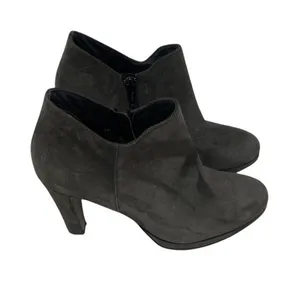 Paul‎ Green Jazzy Suede Ankle Booties Heeled Charcoal Grey Side Zip Size 5.5 thumbnail 1