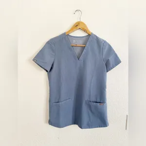 FIGS Scrub Top XXS Light Blue V-Neck Technical Collection Short Sleeve Pockets thumbnail 8