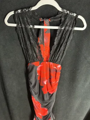 Boutique Red and Black floral halter maxi dress thumbnail 7