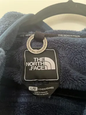 The North Face Blue Hooded Fleece Jacket Womens Large Fuzzy Plush Full Zip thumbnail 3