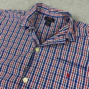 Polo Ralph Lauren Pajama Shirt Mens Large Red Blue Check Cotton Sleepwear thumbnail 2