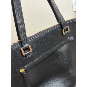 Nordstrom Black Leather Shoulder Bag Classic Neutral Minimalist Top Handle Purse thumbnail 2